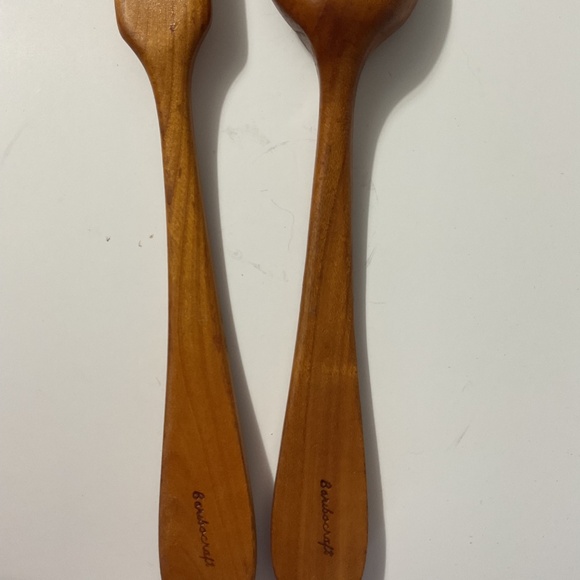 VTG BARIBOCRAFT Serving Salad Fork & Spoon Teak Stained Wood Canada - Picture 5 of 8